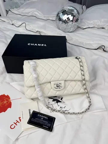 Chanel Classic Flap 25 Light Cream Silver Hardware