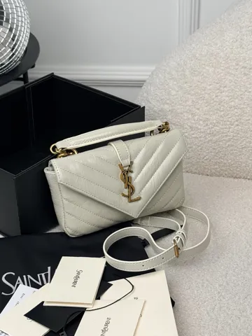 Saint Laurent College Mini Top Handle Bag Milk