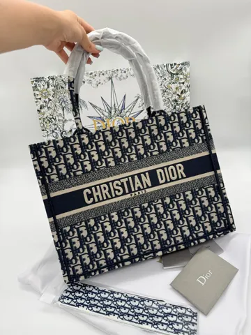 Dior Book Tote Blue Dior Oblique Embroidery