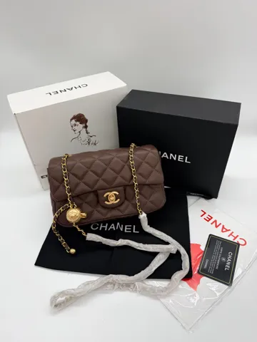 Chanel Mini 20 Classic Flap Bag in Brown with Gold