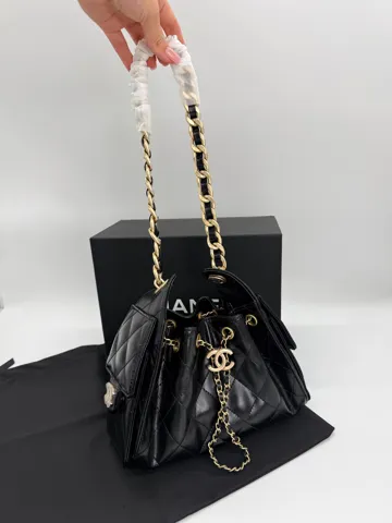 Chanel 25 Small Handbag Black Lambskin with Gold Hardware