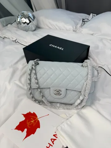 Chanel Classic Flap 25 Ice Blue Caviar Silver Hardware