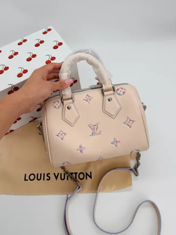 Louis Vuitton Speedy Bandouliere 20 Purple Multicolor Monogram Cream