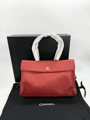 Chanel Top Handle Flap Bag Red