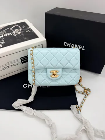 Chanel Mini 17 Classic Flap Bag in Blue with Gold