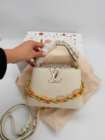Louis Vuitton Capucines Mini Cream Python Handle