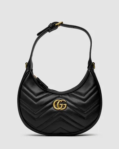 Gucci Half Moon Marmont Leather Shoulder Bag