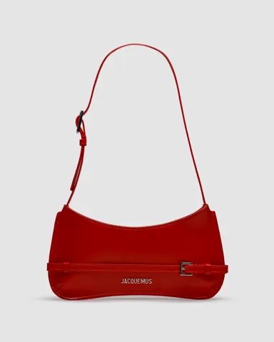 Jacquemus Le Bisou Ceinture Leather Shoulder Bag in Red