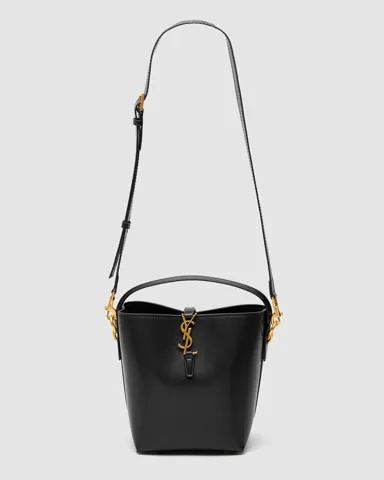 Saint Laurent Medium Le 37 Shiny Leather Bucket Bag Black
