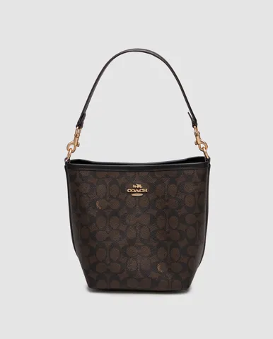 Coach City Bucket Bag In Signature Canvas Brown Black