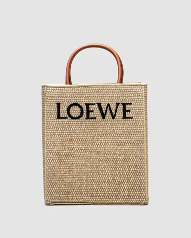 Loewe Leather-Trimmed Raffia Tote Bag