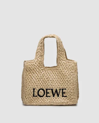 Loewe Medium Font Tote in Raffia