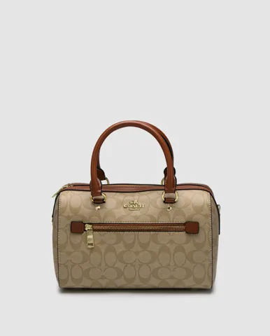 Coach Rowan Satchel In Signature Canvas Beige/Ginger