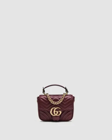 Gucci GG Marmont Mini Top Handle Bag in Burgundy