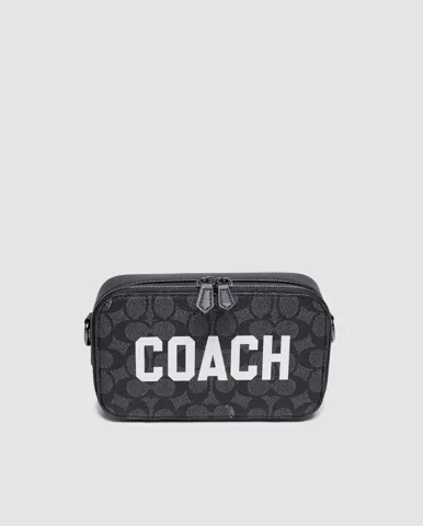 Coach Charter Crossbody Bag 19 in Grey Signature Canvas/Coach Graphic