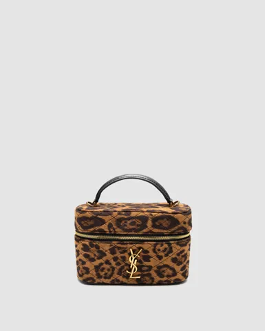 Saint Laurent Gaby Vanity Textile Shoulder Bag Leo/Brown