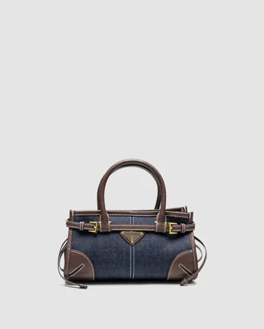 Prada Bonnie Mini Handbag Brown/Denim