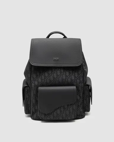 Dior Saddle Oblique Jacquard Backpack in Black