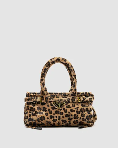 Prada Bonnie Mini Printed Leather Handbag Honey