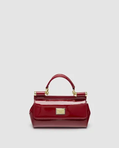Dolce&Gabbana Mini Sicily Handbag in Polished Skin Red