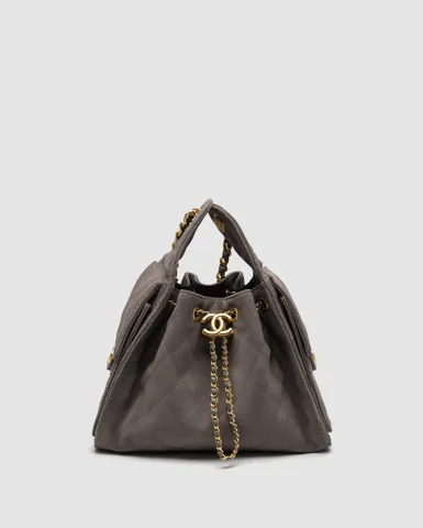 Chanel 25 Handbag Grey Suede