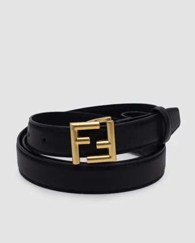 Fendi Black/Gold Leather Belt