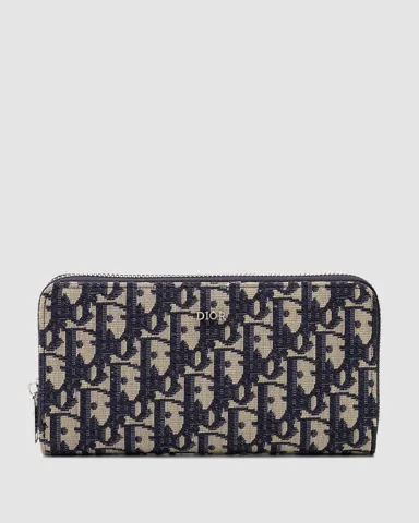 Christian Dior 30 Montaigne Wallet Blue Oblique Jacquard