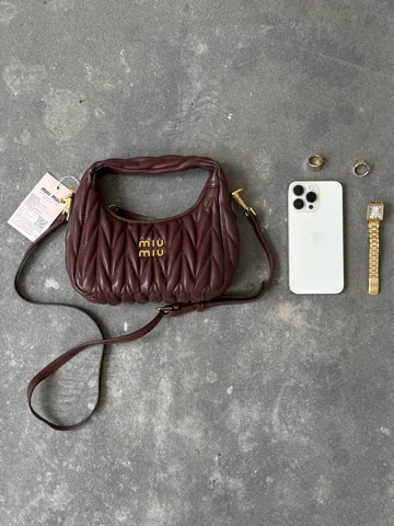 Miu Miu Wander Matelassé Nappa Leather Mini Hobo Bag Brown [оригінальна брендована коробка]