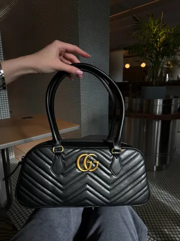 Gucci Marmont Medium Top Handle Bag Black/Gold [коробка магніт]