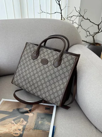 Gucci Ophidia Leather-Trimmed Monogrammed Coated-Canvas Tote [пильник]