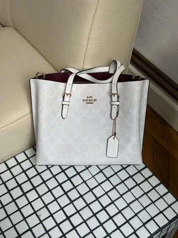 Coach Mollie Tote Bag 25 In Signature Canvas White/Gold